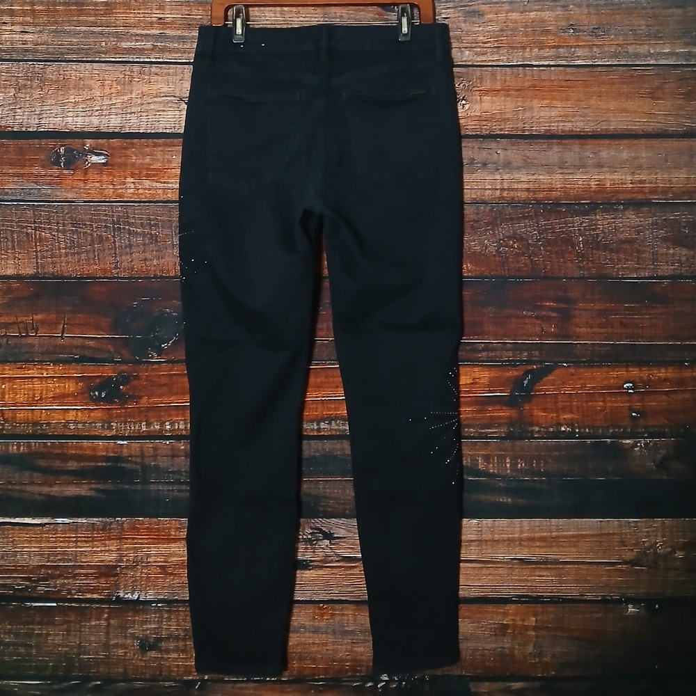 White House Black Market Jeans 10 Skinny Ankle High Rise Celestial Embellished - Picture 3 of 9